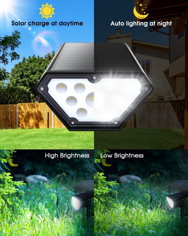 Biling Solar Spot Lights Outdoor, Bright 700 Lumen Solar Lights Outdoor Waterproof IP67 for House Patio Pathway Yard Garden Driveway Pool - White(4 Pack) - Image 4